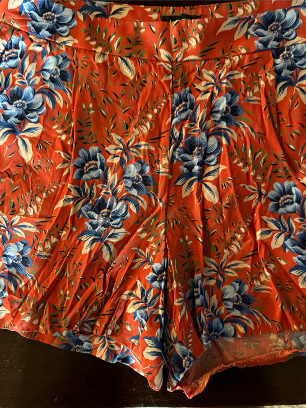 LOFT Coral shorts with Blue Floral Print